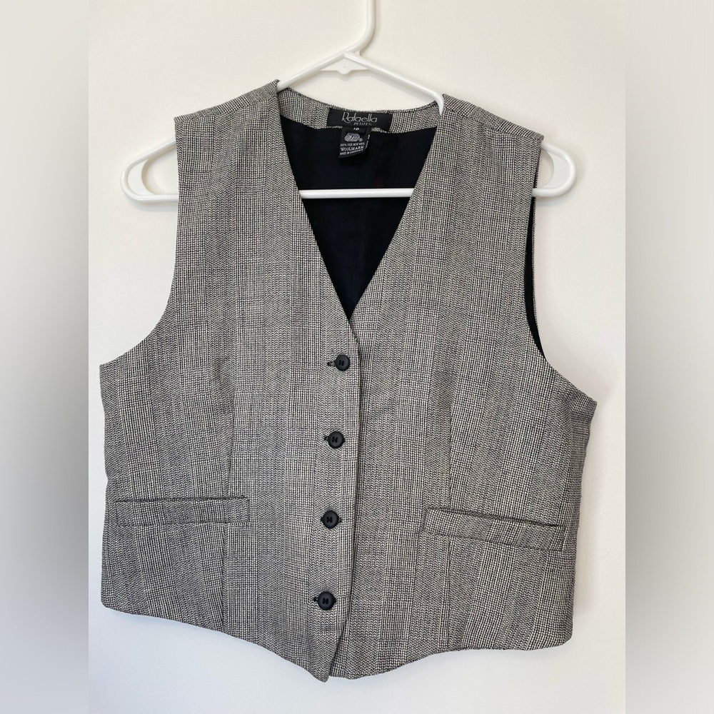 Rafaella Gray Tweed Button-Front Vest